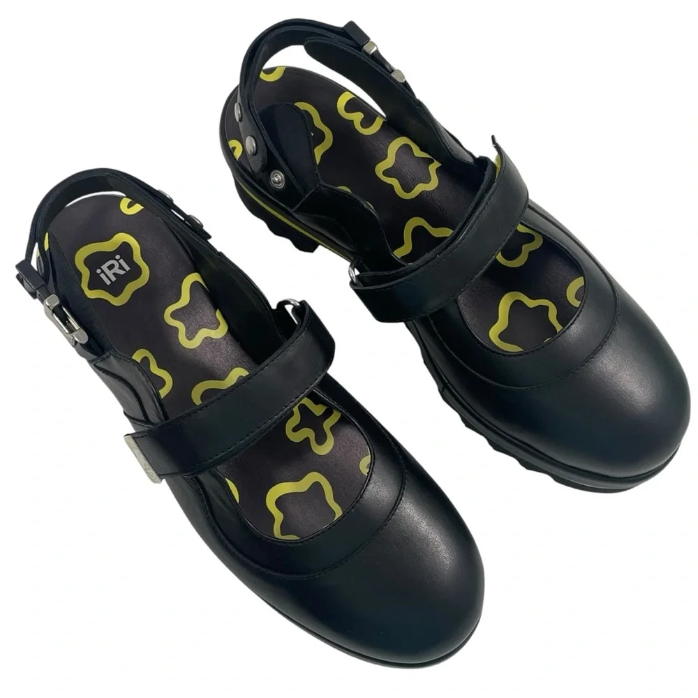 NIB iRi NYC‎ DAANY Black Leather Open Back Sandal Women’s Size US 11 EU 41